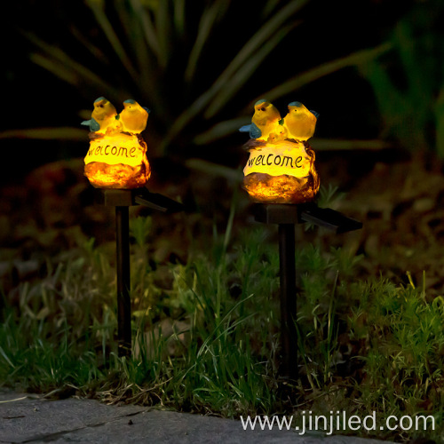 Solar Dual Bird Resin Ground Plug In Lamp